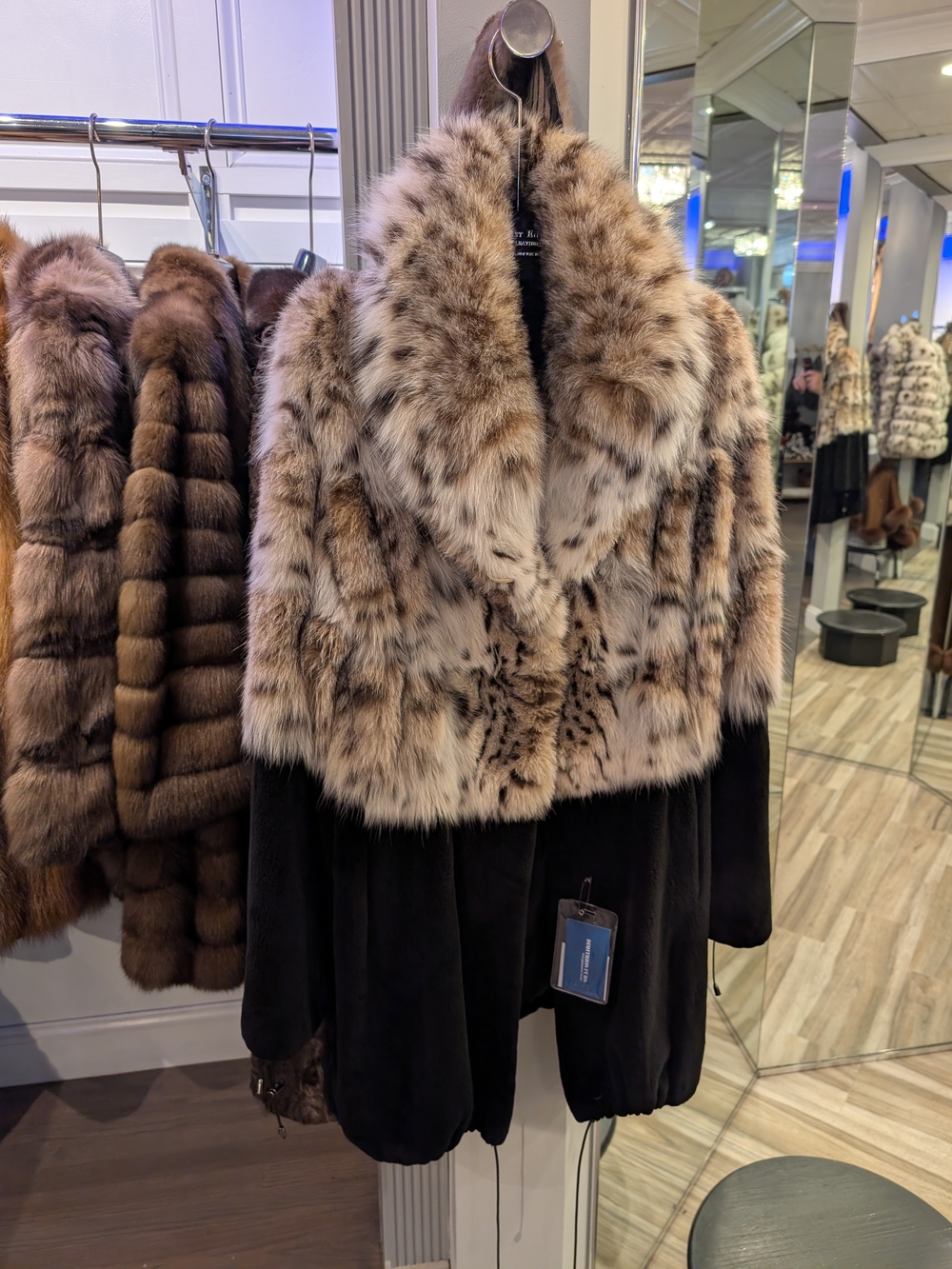 Dimitrios Fur in Lynx & Black Sheared Mink NWT XL
